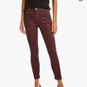 7 for All Mankind Burgundy Leather Coated Jeans